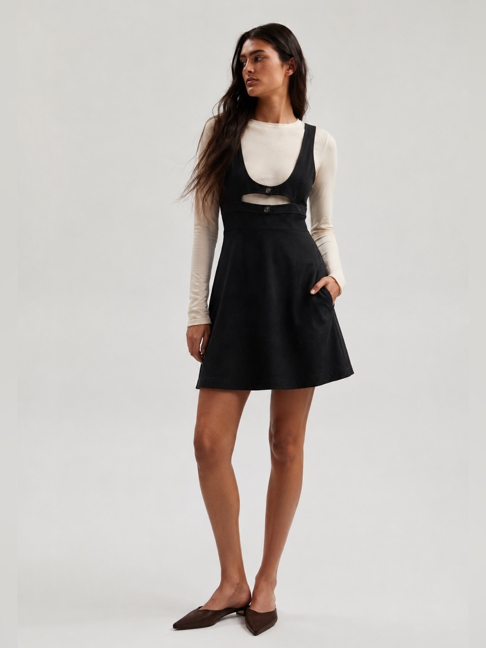 Maeve by Anthropologie Black Cutout Fit & Flare Dress Size 14